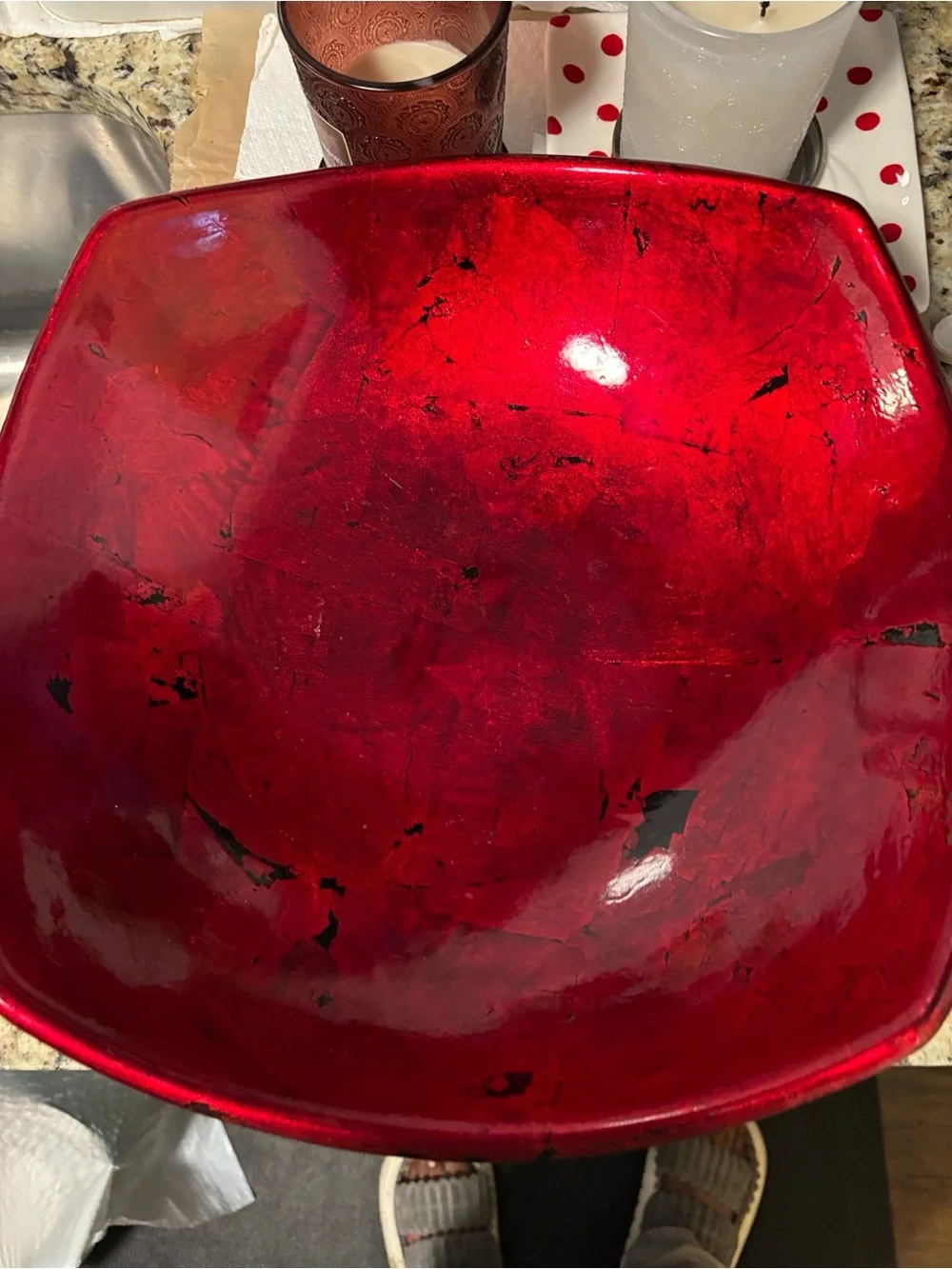 Pier 1 Black Decorative Bowl with Red Accent(6-27-26 Hop)